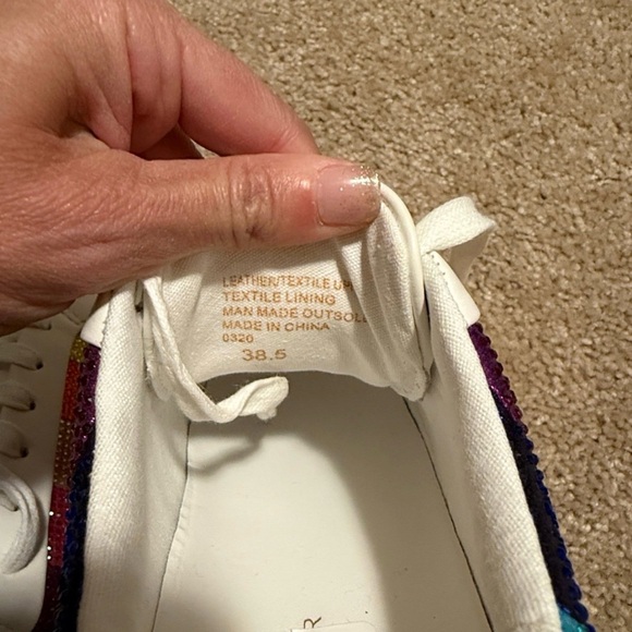 Kurt Geiger Laney stripe crystal rainbow white sneaker shoe size 38.5 - Picture 4 of 5